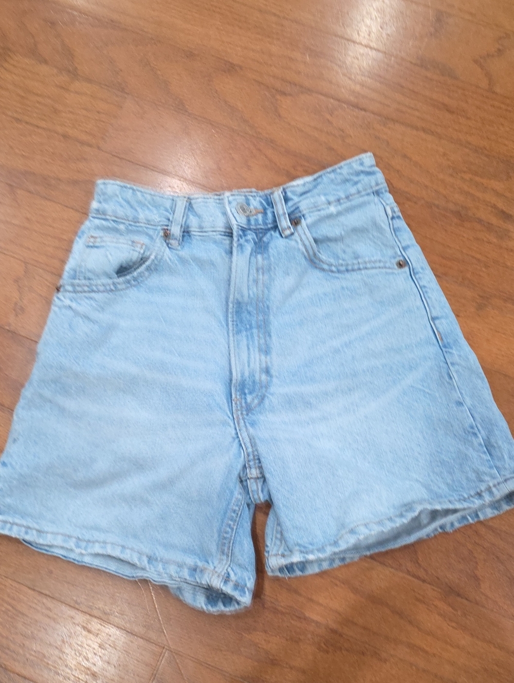 ZARA Light Blue Washed Denim Shorts